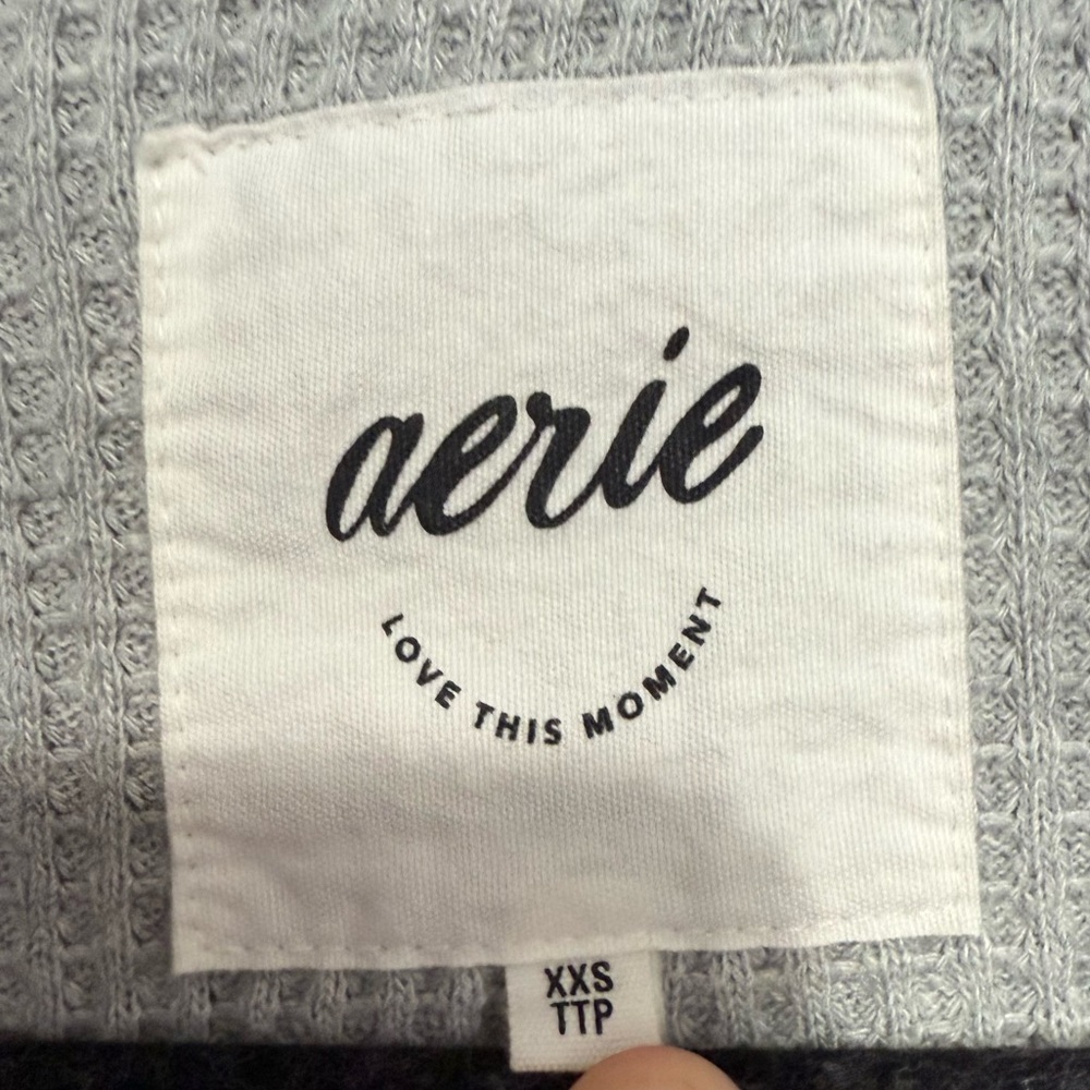 Aerie LumberJane Waffle Shirt in medium heather gray size XXS - Picture 4 of 5